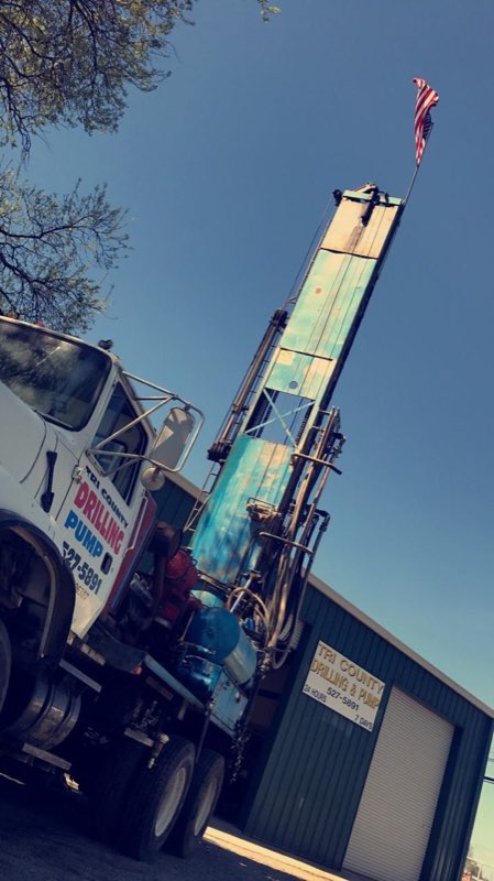 Tri County Drilling & Pump drill rig at the shop